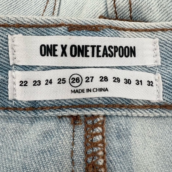 One X OneTeaspoon Raw Hem Distressed Denim Jean Mini Skirt Size 26 Women’s - Picture 2 of 7